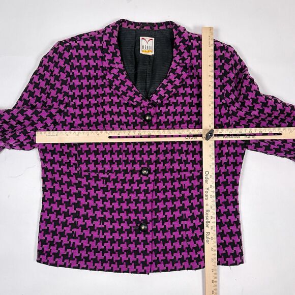 Vintage Mondi City Blazer Jacket Womens Size EUR 44 Wool Blend Houndstooth 90s - Picture 7 of 9